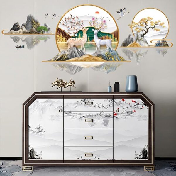 Plum Deer & Chinese Style Landscape Wall Sticker(Code 7A) - Image 4