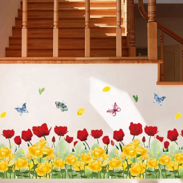 2 set(4 pieces)Romantic yellow red rose flowers wall stickers(Code 4B) - Image 4