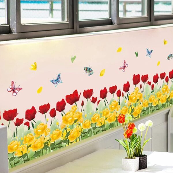 2 set(4 pieces)Romantic yellow red rose flowers wall stickers(Code 4B) - Image 2