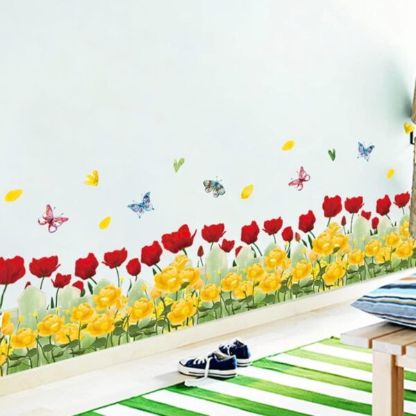 2 set(4 pieces)Romantic yellow red rose flowers wall stickers(Code 4B) - Image 3