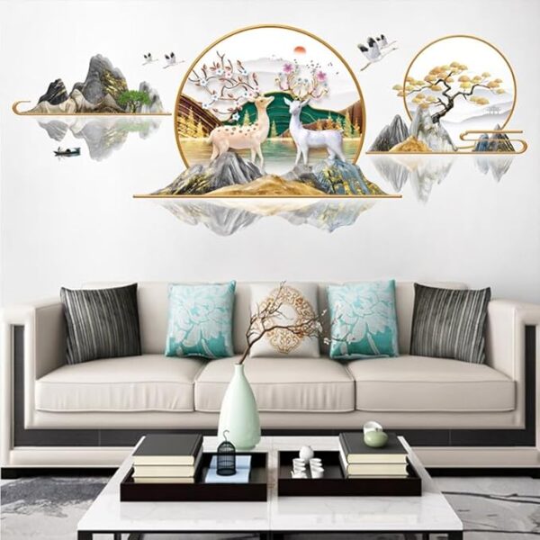 Plum Deer & Chinese Style Landscape Wall Sticker(Code 7A)