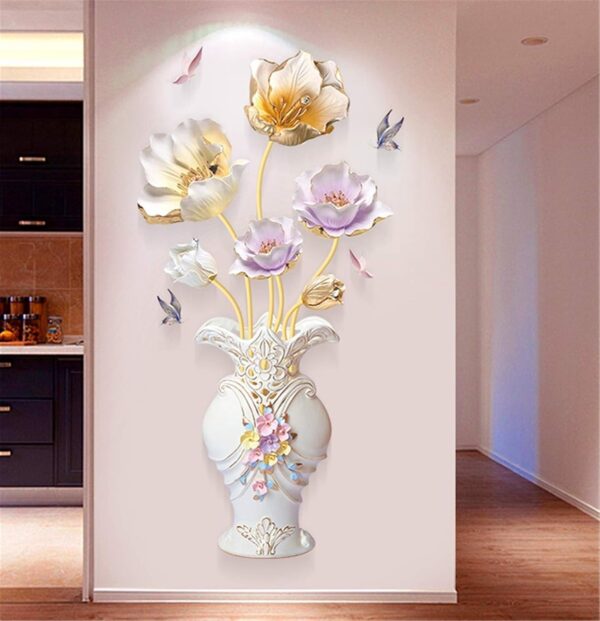 Tulip vase 3D three-dimensional wall stickers living room porch wall decoration stickers bedroom warm wallpaper self adhesive(Code 3C) - Image 3