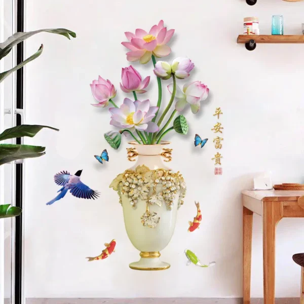 Self-Adhesive Waterproof PVC Wall Art Decoration PVC Wall Sticker Flower(Code 3D) - Image 2