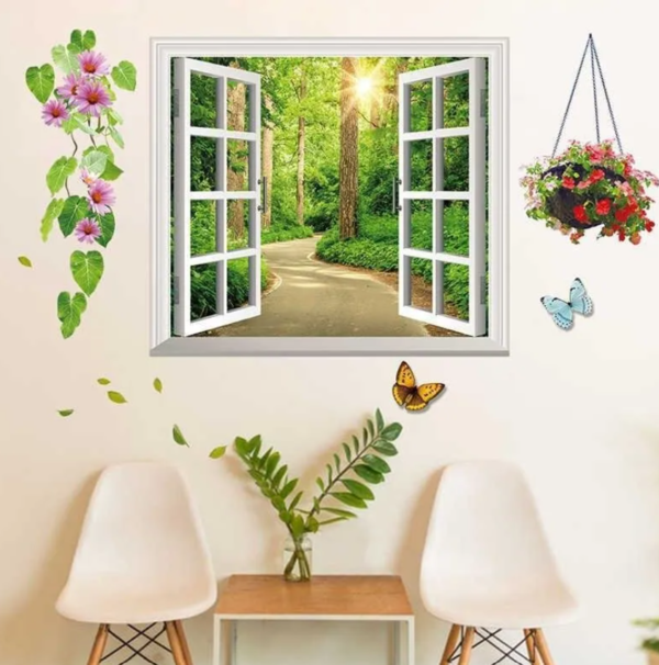 3D Sunshine Forest  Window Wall Sticker Home Decoration(Code 6A) - Image 2