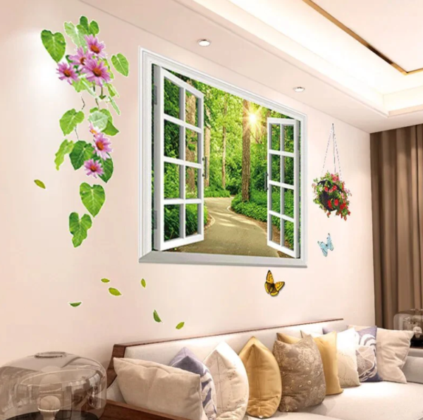 3D Sunshine Forest  Window Wall Sticker Home Decoration(Code 6A) - Image 3