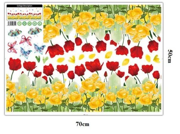 2 set(4 pieces)Romantic yellow red rose flowers wall stickers(Code 4B) - Image 6