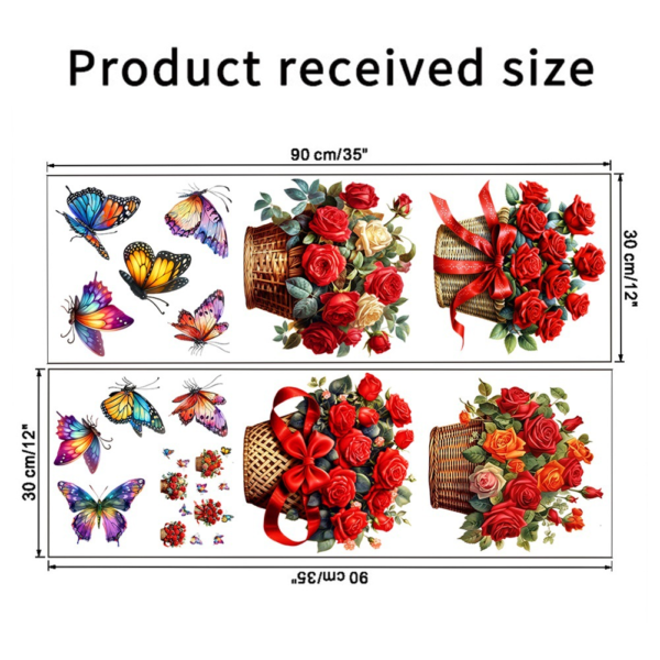 1 set(4 pieces) Beautiful Red Flower Butterfly Basket 3D Removable Wall stickers(Code 12B) - Image 6