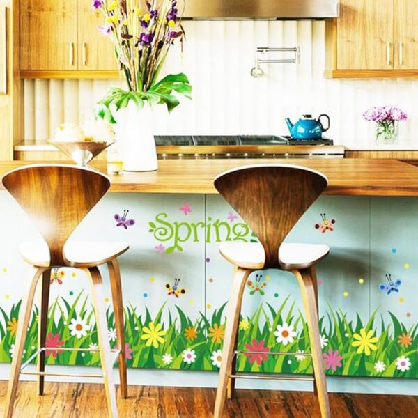 2 set(4 pieces)Removable Grass Flowers and Butterfly Vinyl 3D Wall Stickers - Image 3