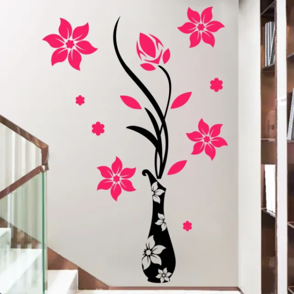 Vase Flower Acrylic 3D Wall Stickers Home Decoration - Image 3