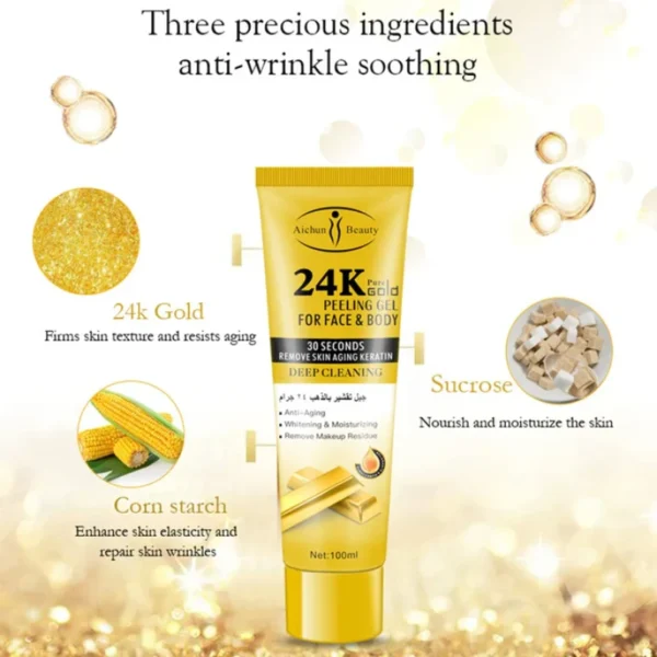 24k pure gold peeling gel for face & body 100 ML - Image 4